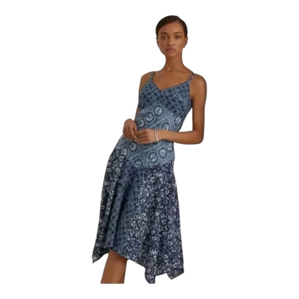 Lauren Ralph Lauren Patchwork Print Linen Sleeveless Dress - 16 - Like New